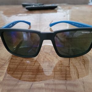 Arnette Matte Black Sunglasses with Blue Temples
